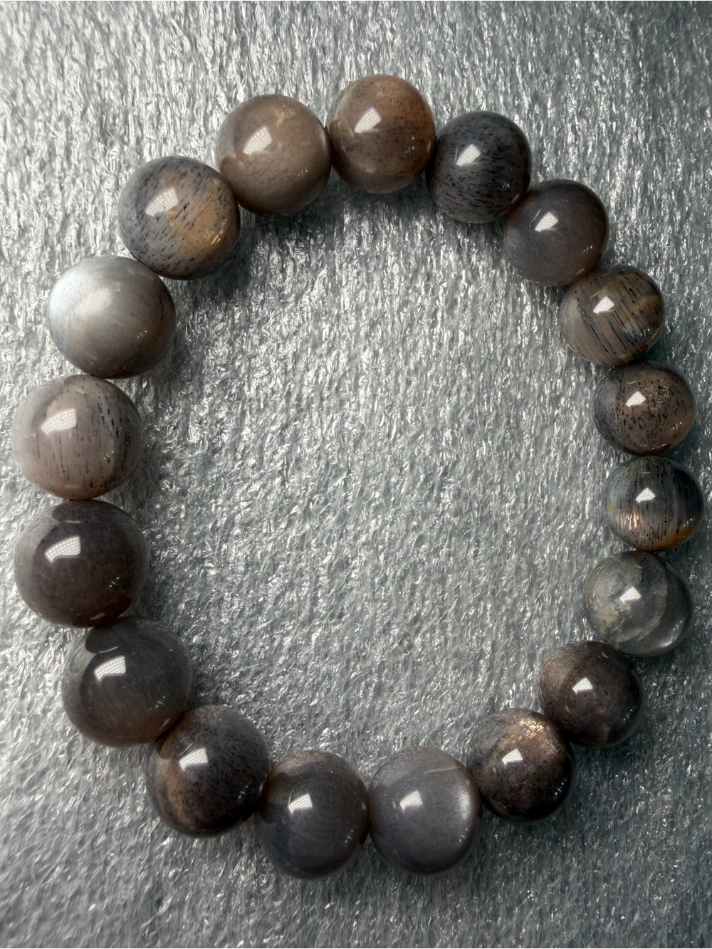 Super Flashy 11MM Black Currant Sunstone Natural Crystal Bracelet